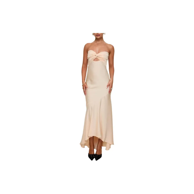PRINCESS POLLY STAND A CHANCE TWIST DETAIL MAXI DRESS Sleeveless Dress Women's CHAMPAGNE/Champagne-0