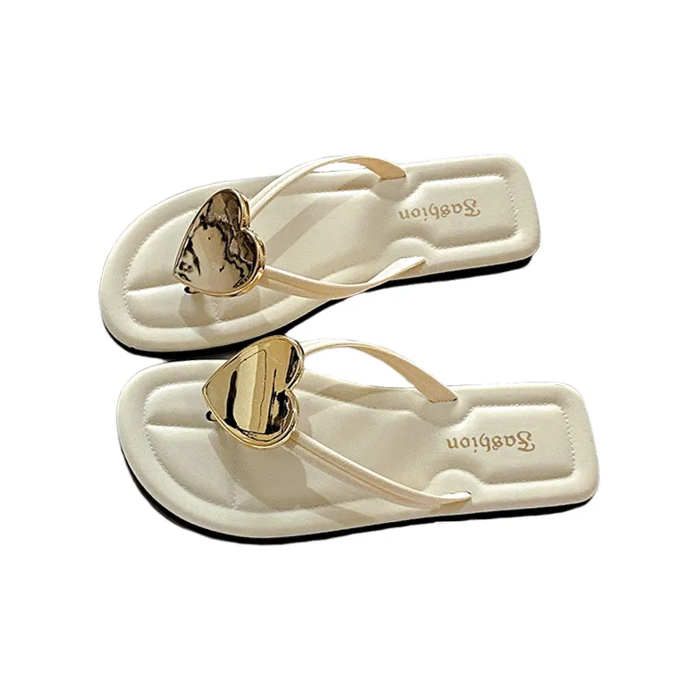 JINGEYU Women's Summer Flip Flops With Heart Shaped Design-3