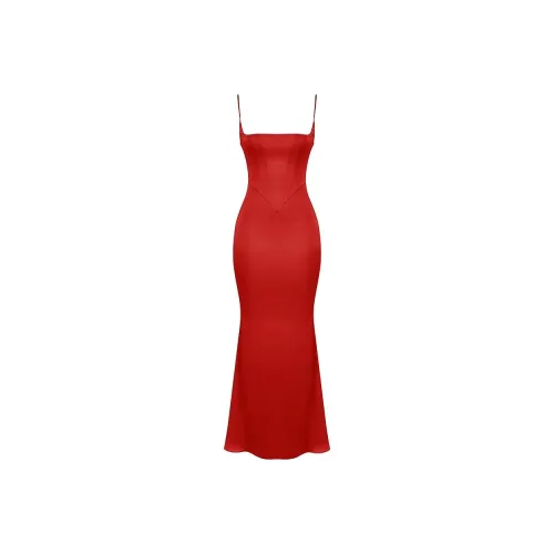 HOUSE OF CB OLIVETTE Slip Dress Women's RED/Red