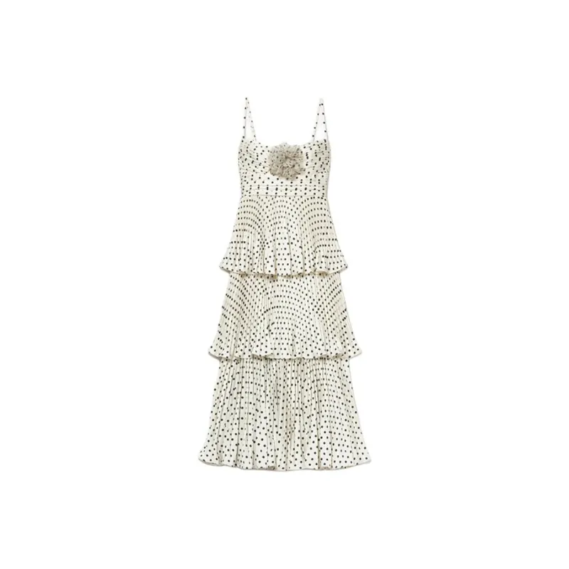 Self-portrait Polka Dot Tiered Midi Dress-0