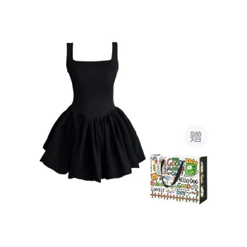 OURUOKE Slip Dress Women's Black