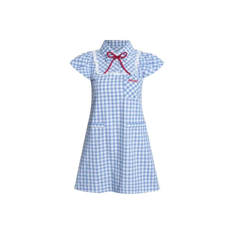 SKYA Short Sleeved Dress Women's Blue-0