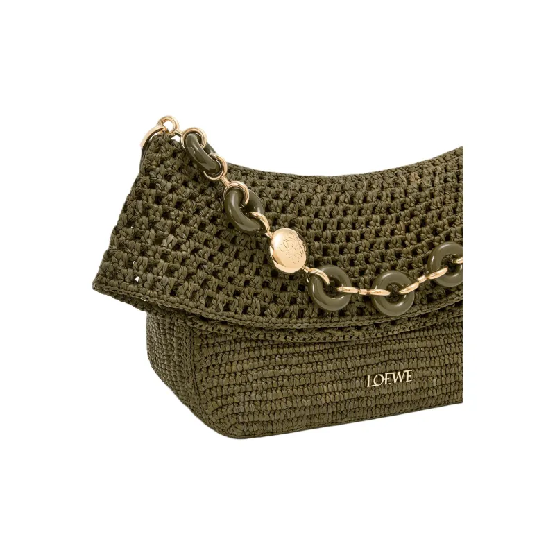 LOEWE Plant Material One Shoulder Handbag Medium Size Women's Dark Khaki-7