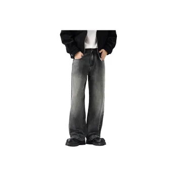 SONGS ALONG Jeans Unisex Gray Black With Green Light