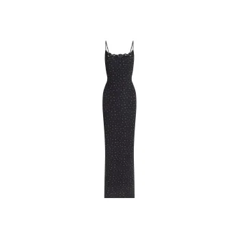 SKIMS FW24 FITS EVERYBODY LACE LONG SLIP DRESS Slip Dress Women's ONYX ROSEBUD PRINT/Agate Rosebud Print