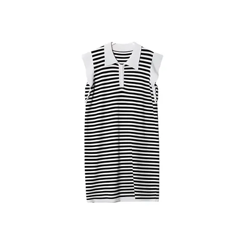 KEAB Sleeveless Dress Women's Black White Stripes