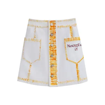 NancyCavally Denim Short Skirts Women's White