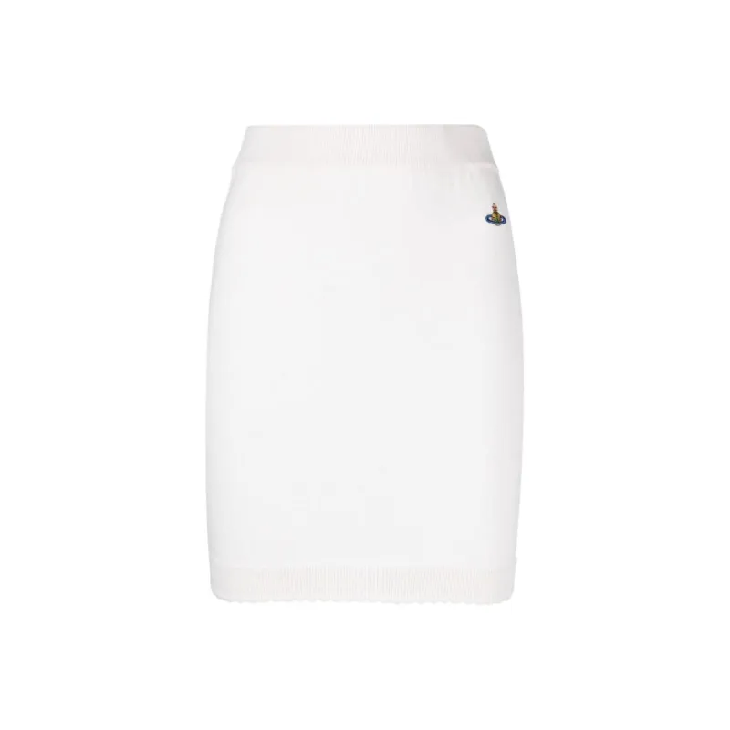 Vivienne Westwood Orb Embroidered Scallop Hem Knitted Mini Skirt-0