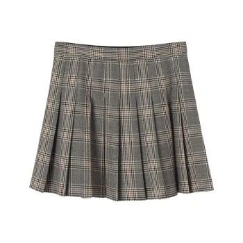 NancyCavally Casual Short Skirts Women's Brown Plaid Pattern
