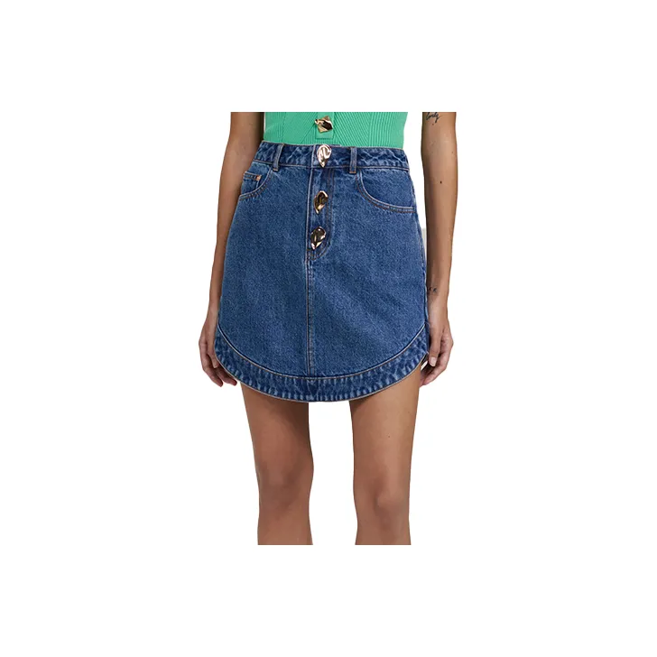 Self portrait Denim Short Skirts Women's Blue-0