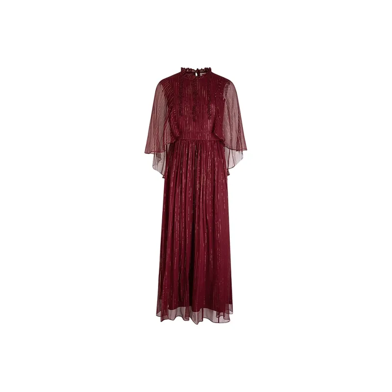 A LIFE ON THE LEFT Long Sleeved Dress Women's Burgundy-0