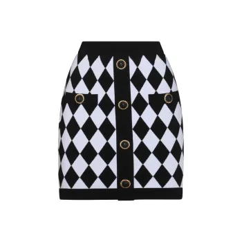 Balmain Hair Diamond Pattern Knit Mini Skirt