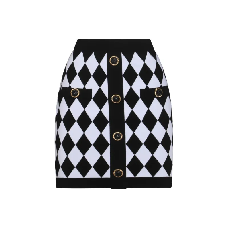 Balmain Hair Diamond Pattern Knit Mini Skirt-0