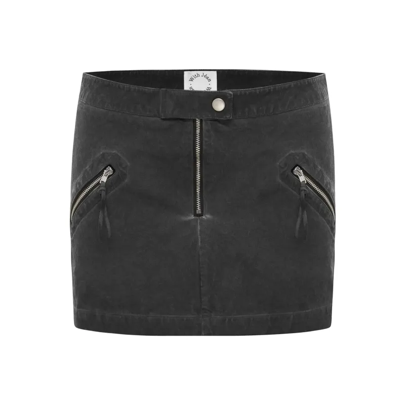 With Jean Denim Short Skirts Women's Black-0