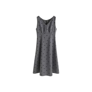 SUBEN Sleeveless Dress Women's Ash Gray With Floral Pattern