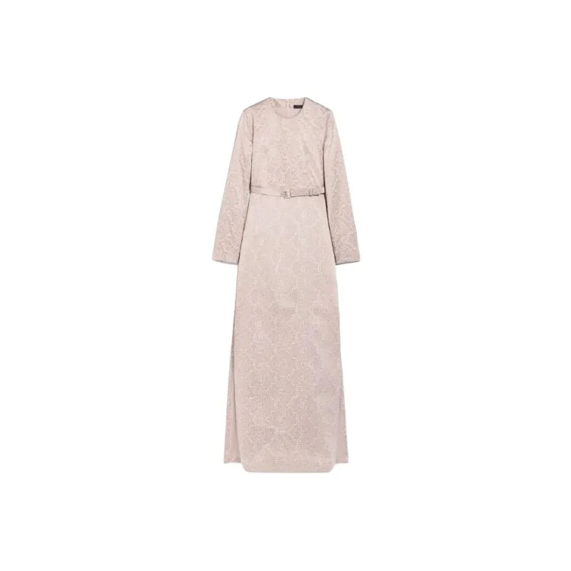 MaxMara Falco Collection Long Jacquard Dress Long-Sleeved Dresses Women's Pink-0