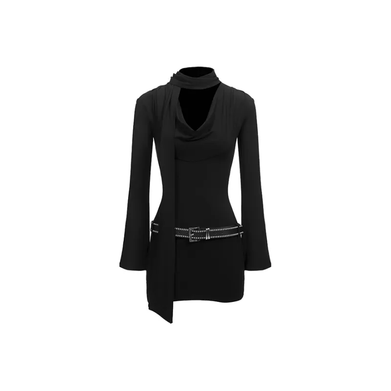 AHDO Long Sleeved Dress Women's Black-0