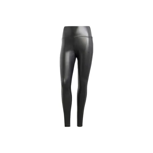 Adidas Originals FAUX LEATHER LEGGINGS Athletic Trousers Women's Black