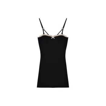 MIMOSA CHUR Slip Dress Women's N012# Black With Pads Detachable