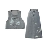 Cyan Cloud Smoke (Vest+Skirt)