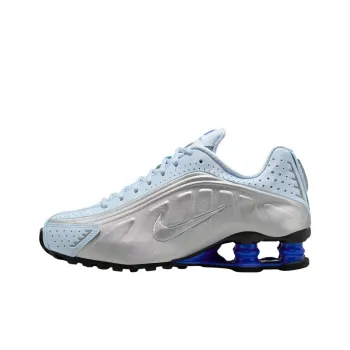 Nike Shox R4 Anti Slip Wear Resistant Low Top Casual Running Shoes Women's Silver Blue