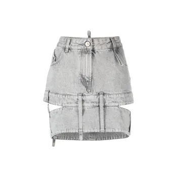 The Attico Cut-Out Mini Denim Skirt