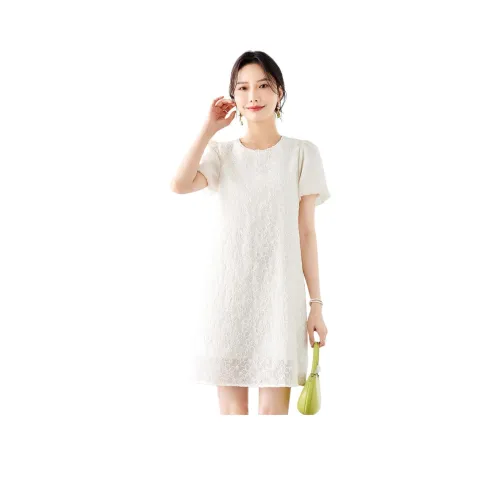 TERRE BLEUE Short Sleeved Dress Women's Beige