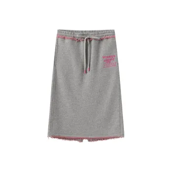 Wiggle Wiggle Elastic Band Denim Long Skirt Women's Heather Gray M/Grey