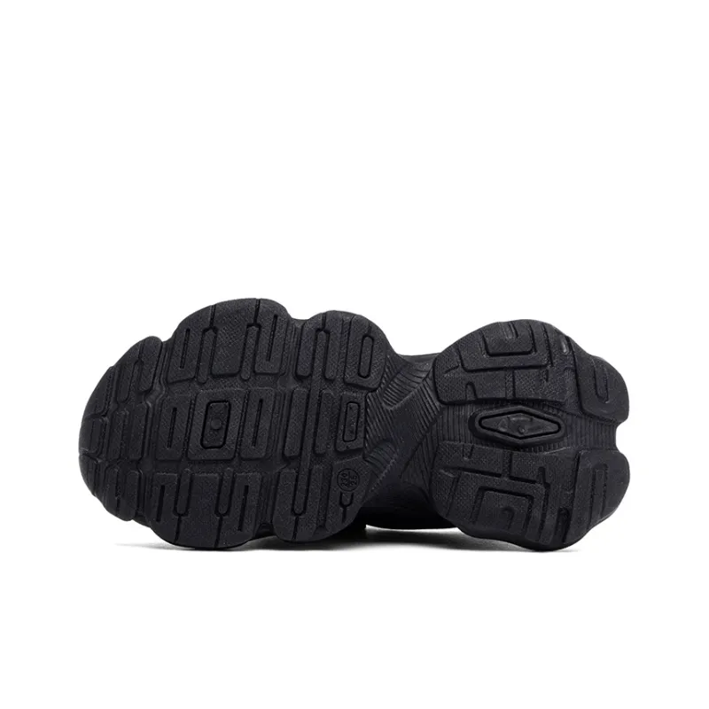 RENBEN Cushioning Abrasion Resistant Breathable Low Top Chunky Sneakers Women's Black-4