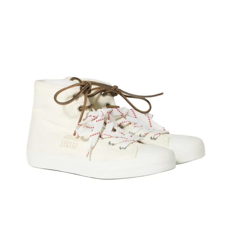 MIU MIU High Top Canvas Shoes Women's Ivory White-2