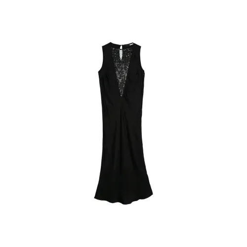 Rotate Sequined V Neck Sleeveless Midi Dress