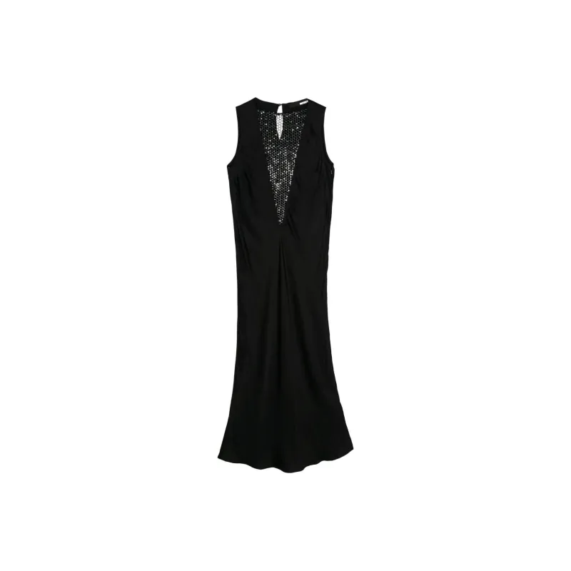Rotate Sequined V Neck Sleeveless Midi Dress-0