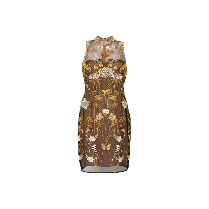 Marchesa Notte Floral embroidered Tulle Mini Dress-0