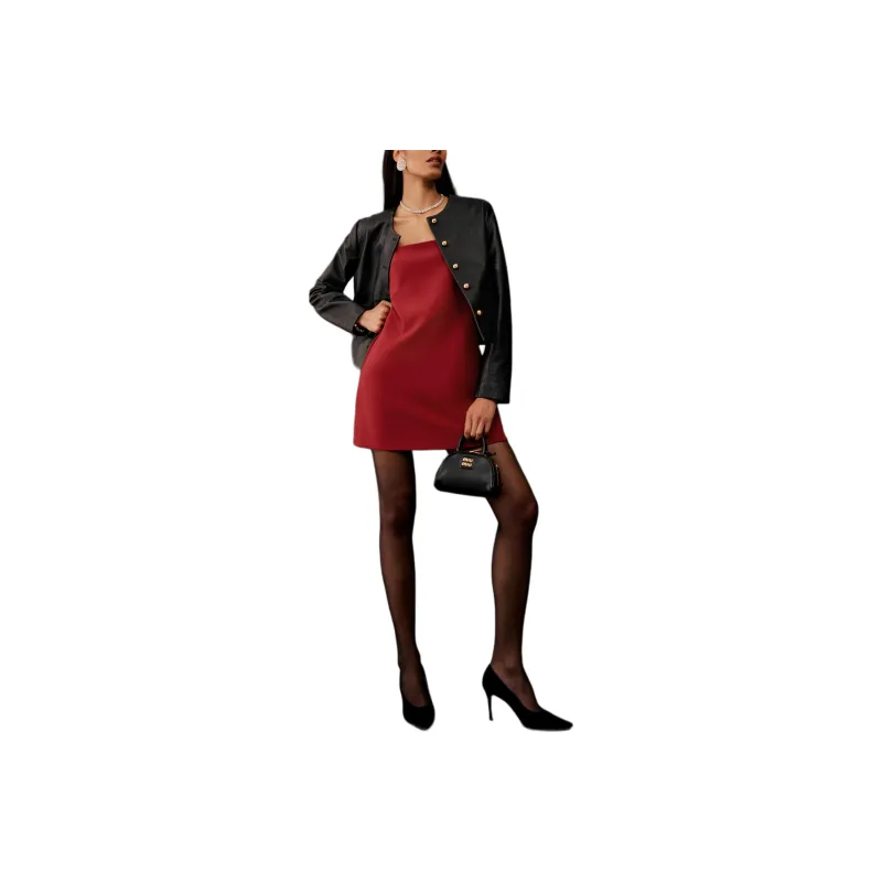 REFORMATION Noah Knit Dress Slip Dresses Women's Sand Gray Red-0