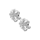 Cross Flower Twist Clip-on Earrings, Silver 1 Pair
