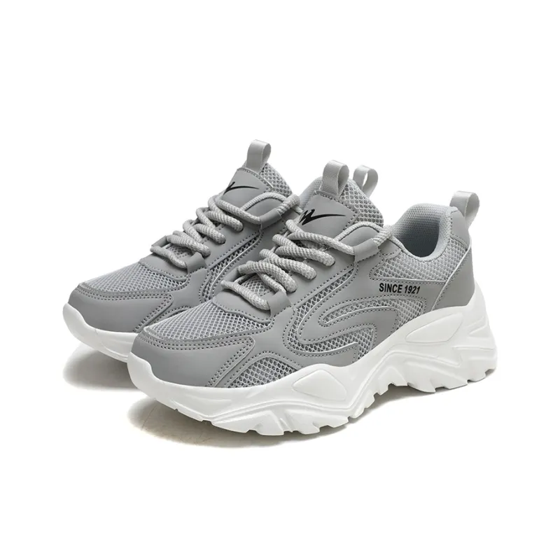 Binary Breathable Height Increase Low Top Chunky Sneakers Women's Gray-2