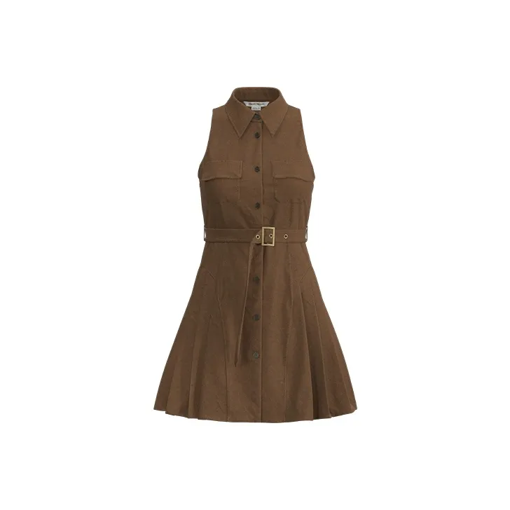 URBAN REVIVO Sleeveless Dress Women's Dark Coffee Brown-0