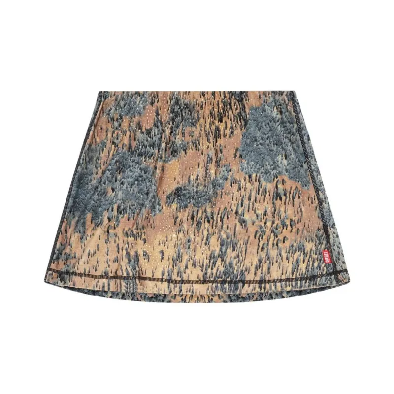 DIESEL O Kory Abstract Printed Embellished Mini Skirt-0