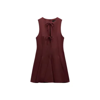 ZARA Sleeveless Dress Women's Light Maroon