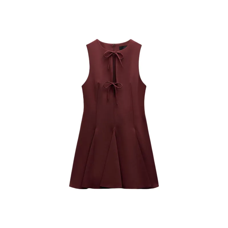 ZARA Sleeveless Dress Women's Light Maroon-0