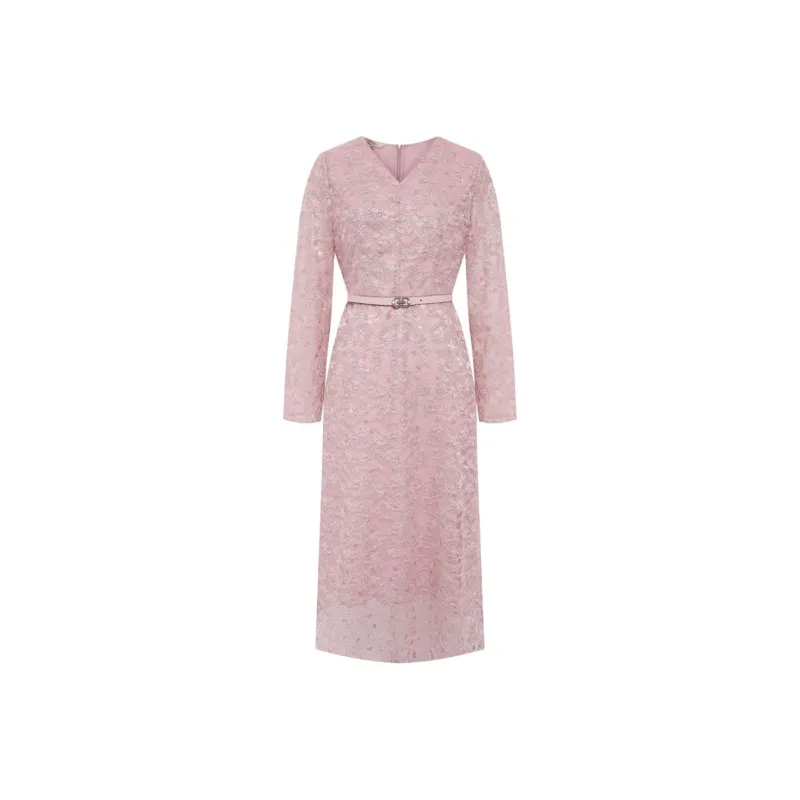 BBLLUUEE Long Sleeved Dress Women's Rose Pink-0