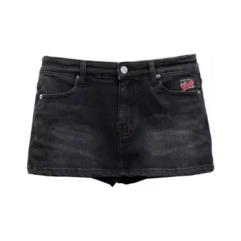 Spelledit Denim Short Skirts Women's Black