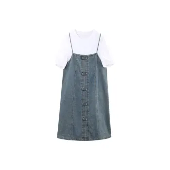 A Paradise For Awakening Skirt Set Women's Vintage Blue