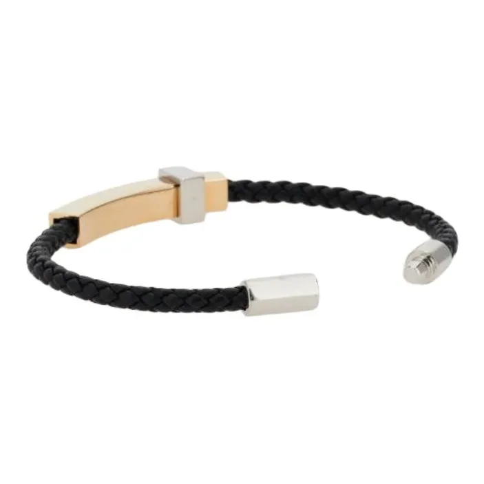 FERRAGAMO Brass, Calfskin Bracelets Men's Black-1