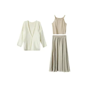 EIDOLON GRAIN Skirt Set Women's White+Milk Khaki
