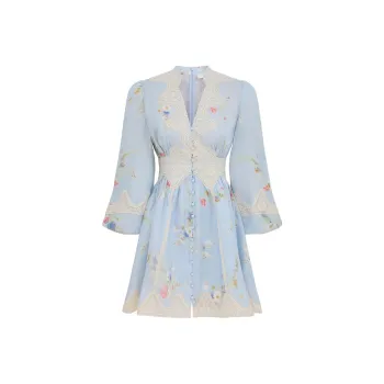 Zimmermann Lucky Lace Plunge Mini Dress