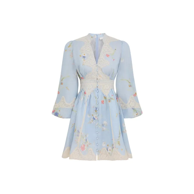 Zimmermann Lucky Lace Plunge Mini Dress-0