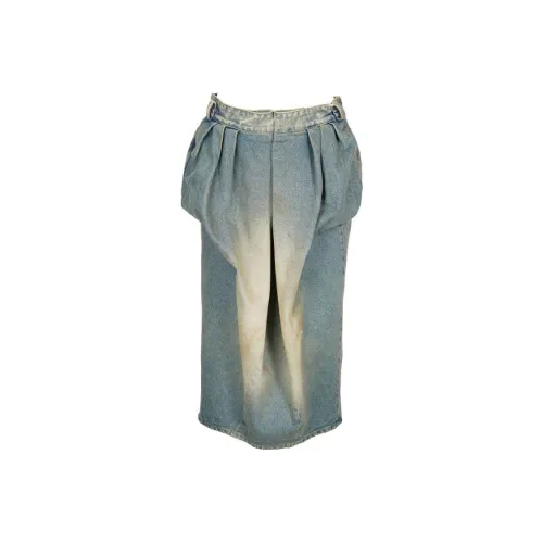 Maison Margiela Gathered Midi Denim Skirt