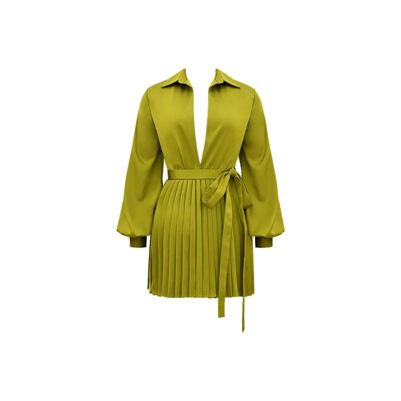 HOUSE OF CB ALLEGRA Long-Sleeved Dresses Women's CHARTREUSE/Green Yellow-0