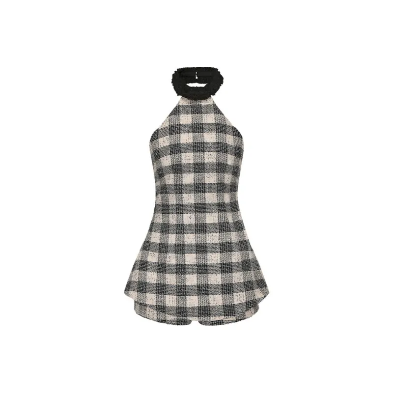 NANA JACQUELINE Jumpsuit Women's Black White Plaid-0